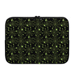 Black And Green Spider Web Pattern Print Laptop Sleeve