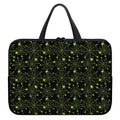 Black And Green Spider Web Pattern Print Laptop Sleeve With Handle