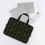 Black And Green Spider Web Pattern Print Laptop Sleeve With Handle
