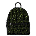 Black And Green Spider Web Pattern Print Leather Backpack