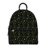 Black And Green Spider Web Pattern Print Leather Backpack
