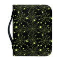 Black And Green Spider Web Pattern Print Leather Bible Cover