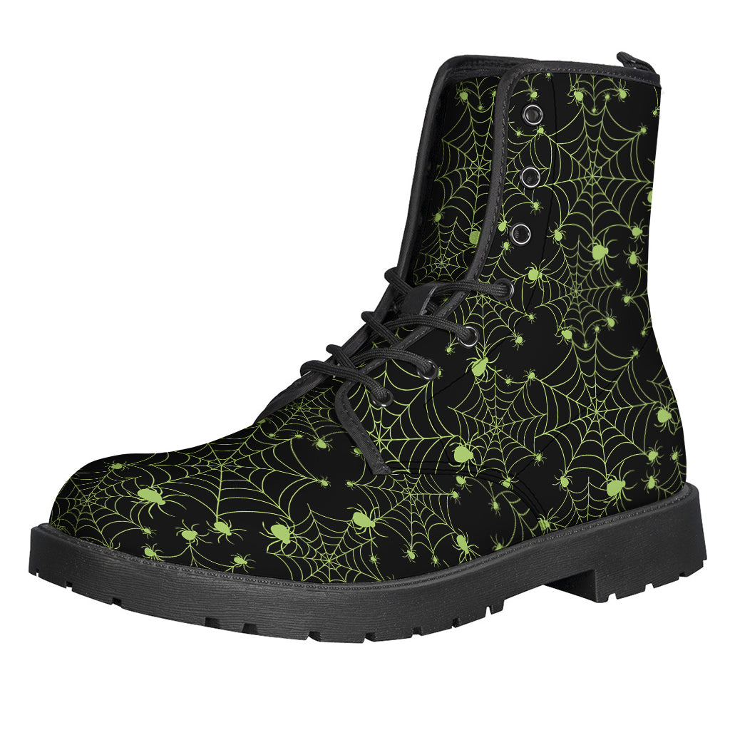 Black And Green Spider Web Pattern Print Backpack