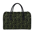 Black And Green Spider Web Pattern Print Leather Duffel Bag