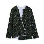 Black And Green Spider Web Pattern Print Long Sleeve Short Coat