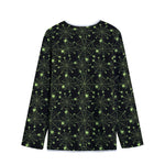 Black And Green Spider Web Pattern Print Long Sleeve Short Coat