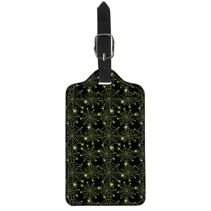 Black And Green Spider Web Pattern Print Luggage Tag