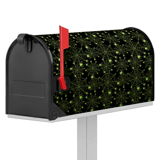 Black And Green Spider Web Pattern Print Mailbox Cover