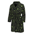 Black And Green Spider Web Pattern Print Men's Bathrobe