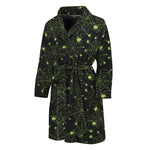 Black And Green Spider Web Pattern Print Men's Bathrobe