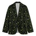 Black And Green Spider Web Pattern Print Men's Blazer