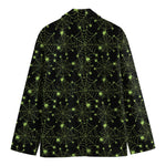 Black And Green Spider Web Pattern Print Men's Blazer
