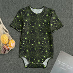 Black And Green Spider Web Pattern Print Men's Bodysuit