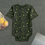 Black And Green Spider Web Pattern Print Men's Bodysuit