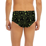 Black And Green Spider Web Pattern Print Men's Briefs