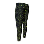 Black And Green Spider Web Pattern Print Men's Compression Pants