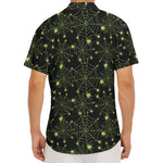 Black And Green Spider Web Pattern Print Men's Deep V-Neck Shirt