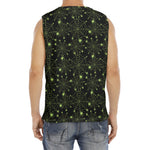 Black And Green Spider Web Pattern Print Men's Fitness Tank Top