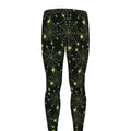 Black And Green Spider Web Pattern Print Men's Leggings