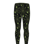 Black And Green Spider Web Pattern Print Men's leggings