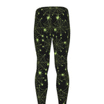 Black And Green Spider Web Pattern Print Men's leggings