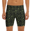 Black And Green Spider Web Pattern Print Men's Long Boxer Briefs