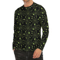 Black And Green Spider Web Pattern Print Men's Long Sleeve Rash Guard