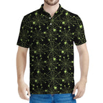 Black And Green Spider Web Pattern Print Men's Polo Shirt