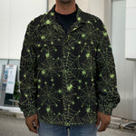 Black And Green Spider Web Pattern Print Men's Shirt Jacket