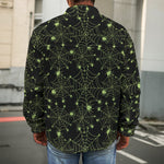 Black And Green Spider Web Pattern Print Men's Shirt Jacket