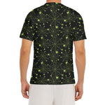 Black And Green Spider Web Pattern Print Men's Short Sleeve Rash Guard