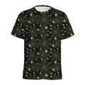 Black And Green Spider Web Pattern Print Men's Athletic T-Shirt