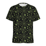 Black And Green Spider Web Pattern Print Men's Sports T-Shirt