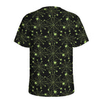Black And Green Spider Web Pattern Print Men's Sports T-Shirt
