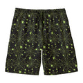 Black And Green Spider Web Pattern Print Men's Swim Trunks