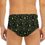Black And Green Spider Web Pattern Print Men's Triangle Swim Briefs