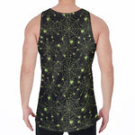 Black And Green Spider Web Pattern Print Men's Velvet Tank Top