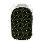 Black And Green Spider Web Pattern Print Mesh Laundry Hamper