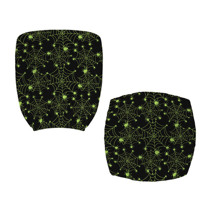 Black And Green Spider Web Pattern Print Office Chair Cover