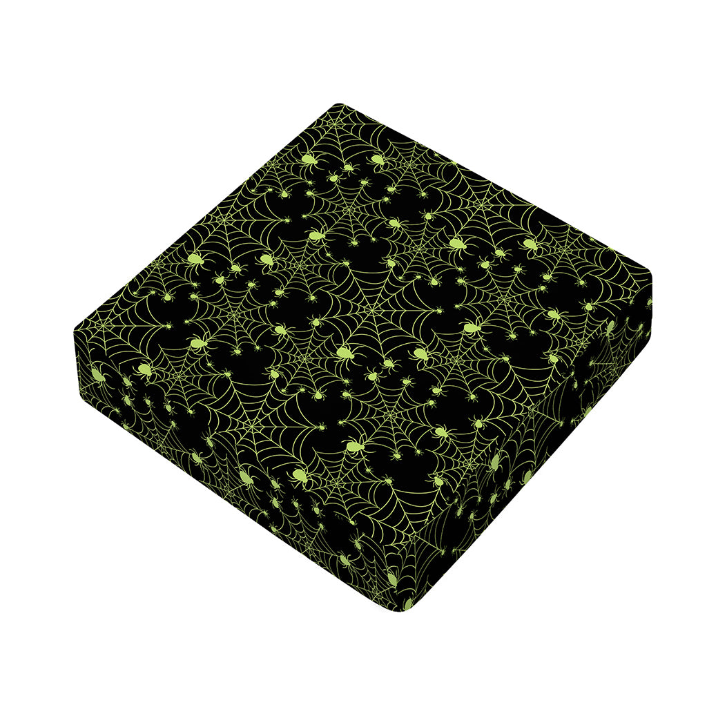 Black And Green Spider Web Pattern Print Outdoor Seat Cushion Cover