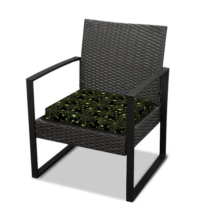 Black And Green Spider Web Pattern Print Outdoor Seat Cushion Cover