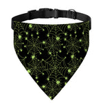 Black And Green Spider Web Pattern Print Over The Collar Dog Bandana