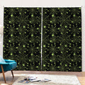 Black And Green Spider Web Pattern Print Pencil Pleat Curtains