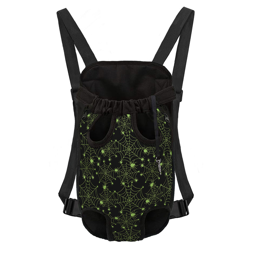 Black And Green Spider Web Pattern Print Pet Carrier Backpack