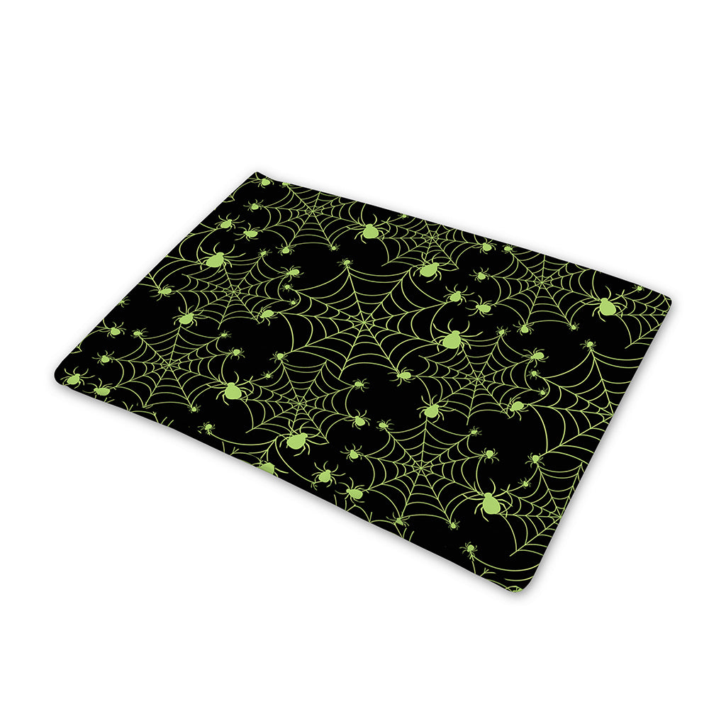 Black And Green Spider Web Pattern Print Pet Cooling Mat Cover