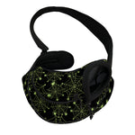 Black And Green Spider Web Pattern Print Pet Sling Carrier