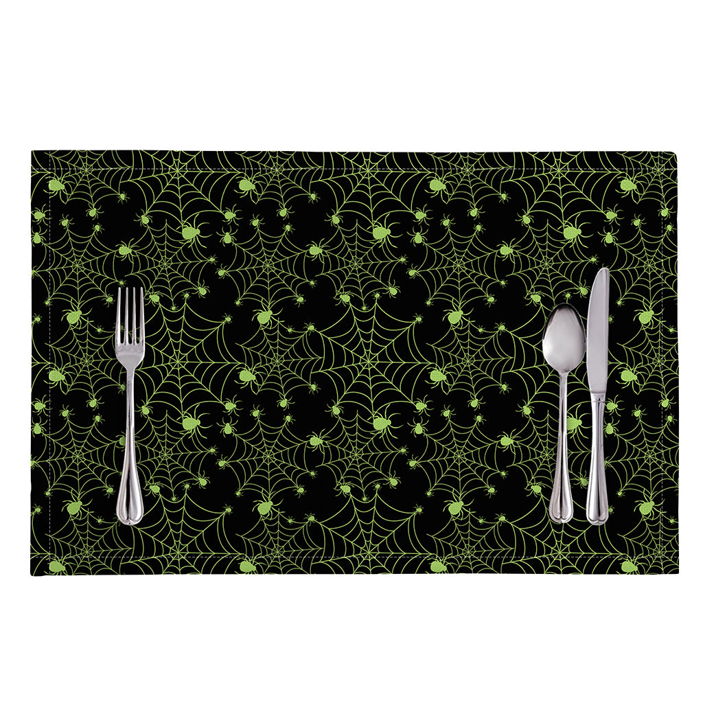 Black And Green Spider Web Pattern Print Placemat