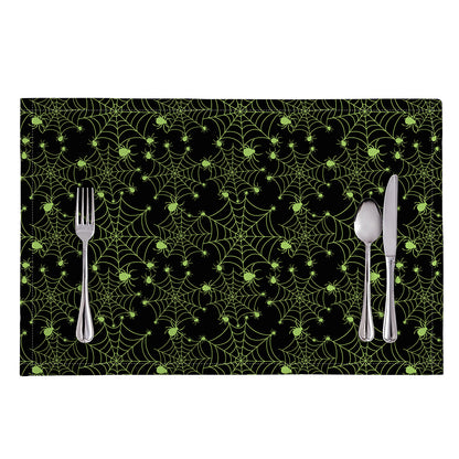 Black And Green Spider Web Pattern Print Placemat