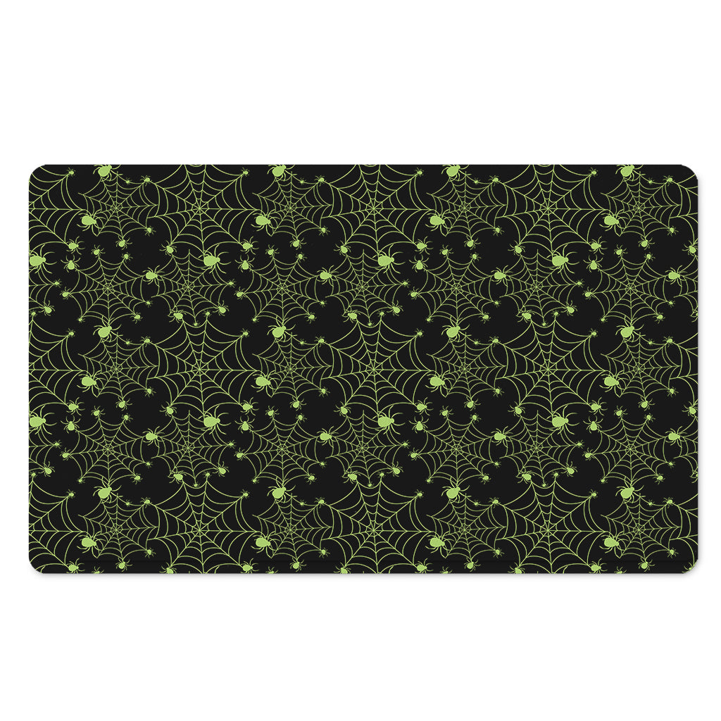 Black And Green Spider Web Pattern Print Polyester Doormat