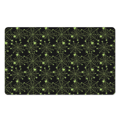 Black And Green Spider Web Pattern Print Polyester Doormat